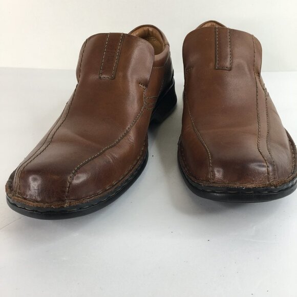 CLARKS ORTHOLITE Burnished Slip On Brown Loafers Size 9M main image 10